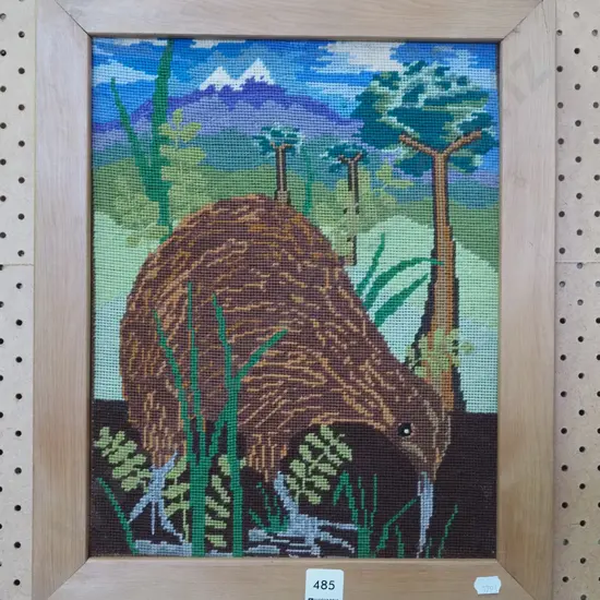 framed needlework - kiwi