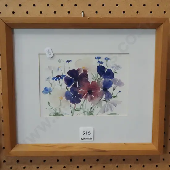 framed watercolour -pansies