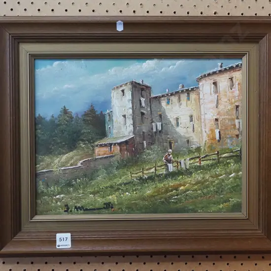 framed oil on board - vege garden