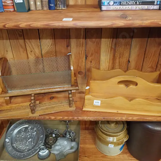 deco wood and glass fruit bowl, cutlery tray etc