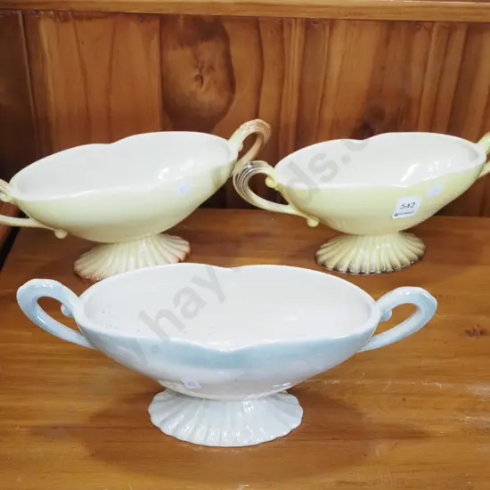 3x Titian ware urns
