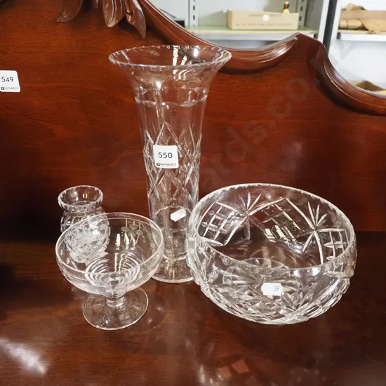 cut crystal vase, bowl, comport, small vase Tallest H-250