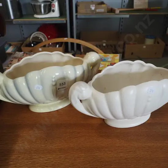 2x Titian ware vases