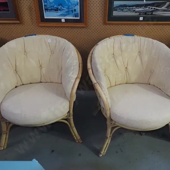 2x cane tub chairs