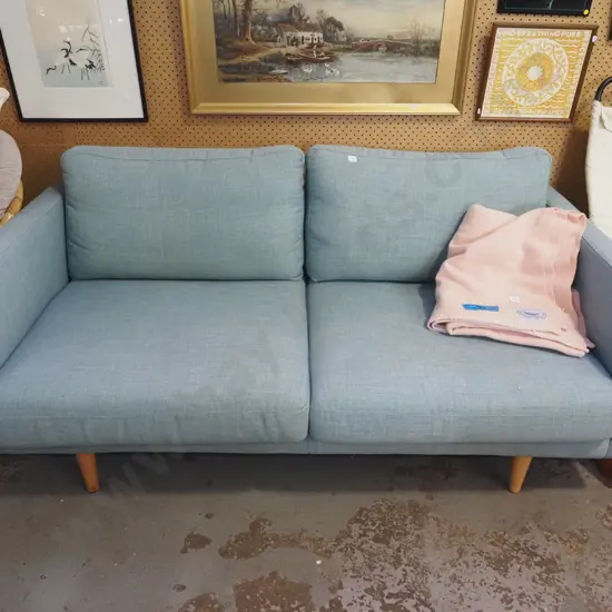 blue upholstered Freedom Furniture 2 seater settee