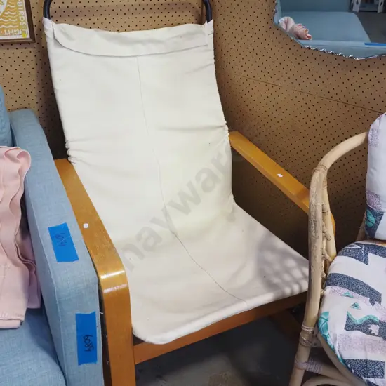 bentwood and metal calico armchair