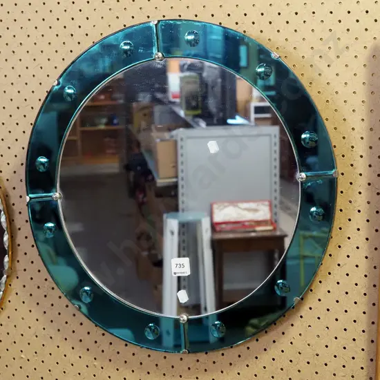 circular green and clear glass mirror Diam-480