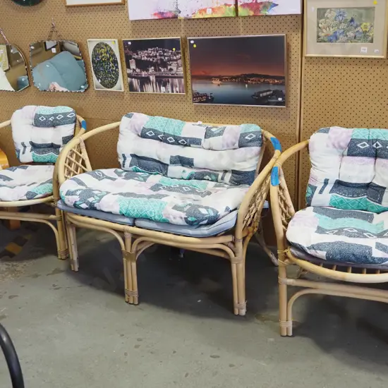 3 piece cane patio suite - 2 seater and 2 singles