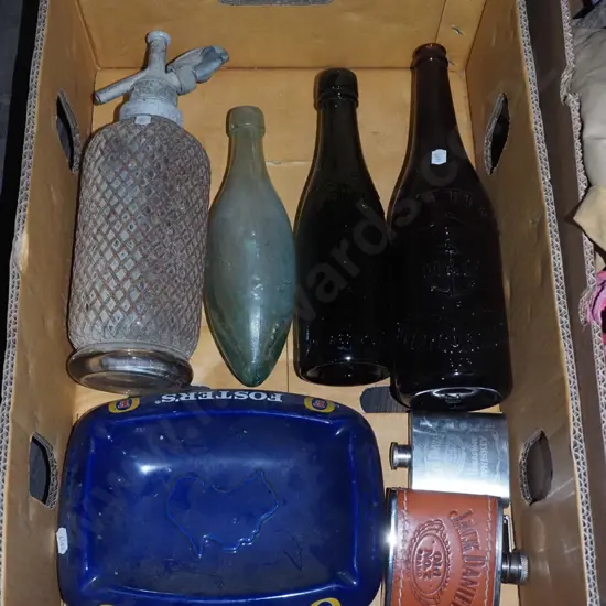 box; models, soda syphon, ashtray etc
