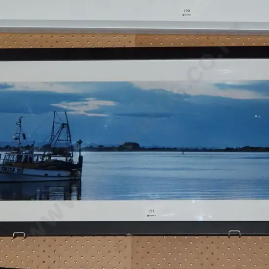 framed photographic print - fishing boat at wharf H-300 W-880