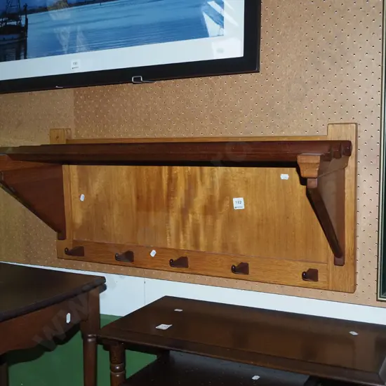 mid-century mixed timbers wall mounted coat rack with storage rack H-350 W-800 D-240