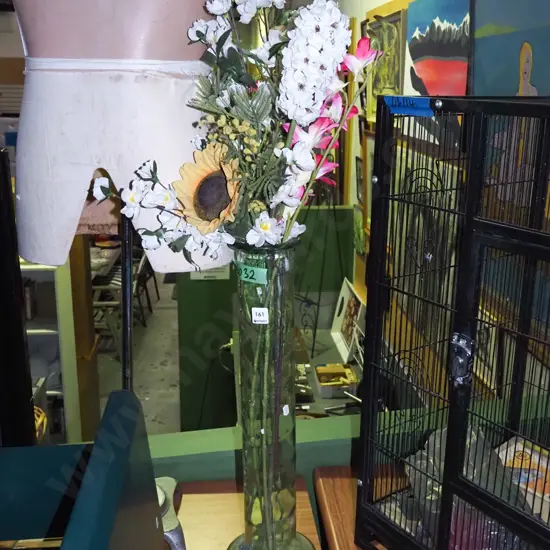 tall glass vase - faux flowers Vase H-590
