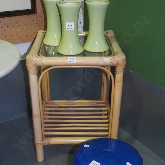 glass top and bamboo end table