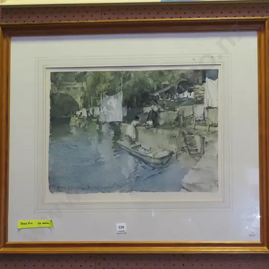 framed Russell Flint -  ltd edition print - woman by river H-340 W-450