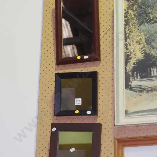 3x small wall mirrors - yellow dots
