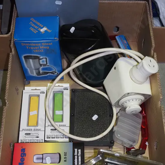 box; travel mug, ice thermos, auto timer etc
