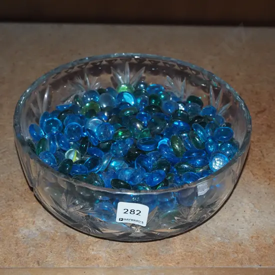cut glass bowls of glass stones