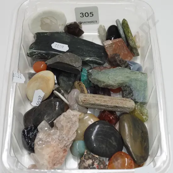 tray of polished and other stones