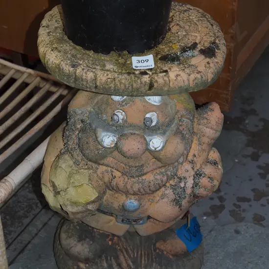 terracotta gnome plant stand - some damage H-410