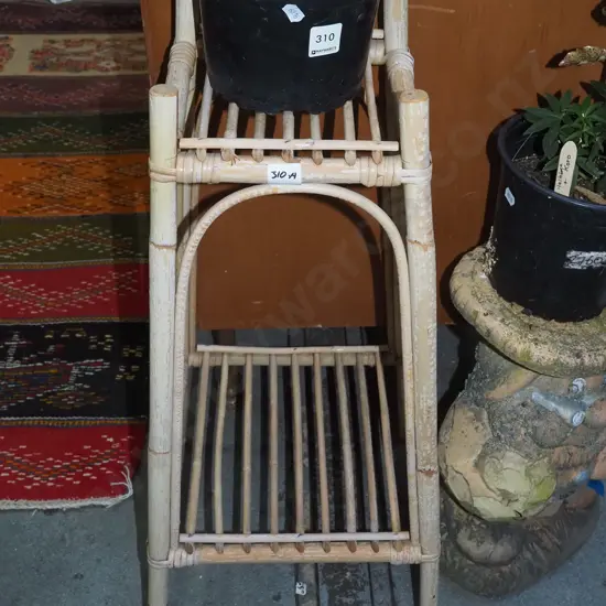 bamboo 2 tier jardiniere stand