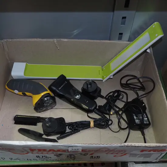 box; electric shavers, LED portable lamp