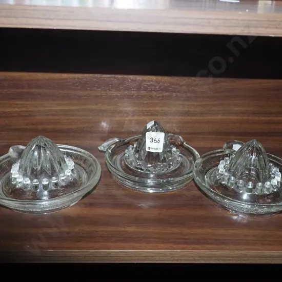 3x vintage glass lemon squeezers