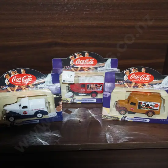 3x Coca Cola style models of Yesteryear