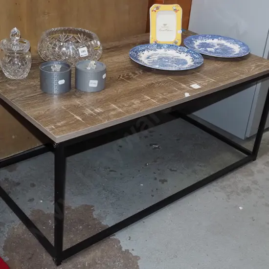 mdf faux wood metal based coffee table