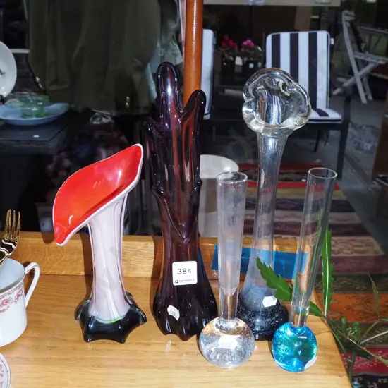 various coloured and clear glass vases H-300