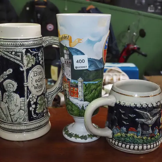 2x German beer glasses, vase/goblet H-240