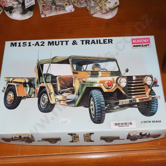 yet to be assembled model military  Mutt and trailer