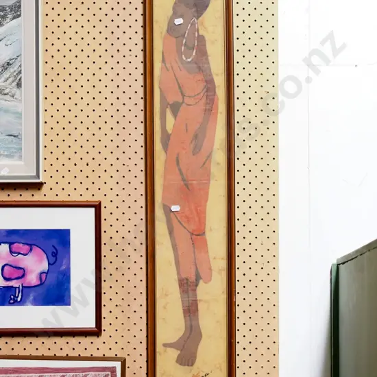 framed watercolour on silk - portrait