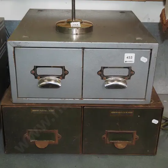 2x metal index card filing cabinets 