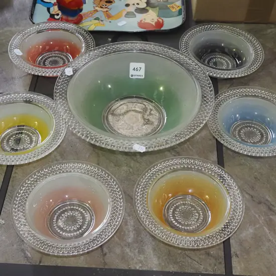 retro coloured glass sweet set