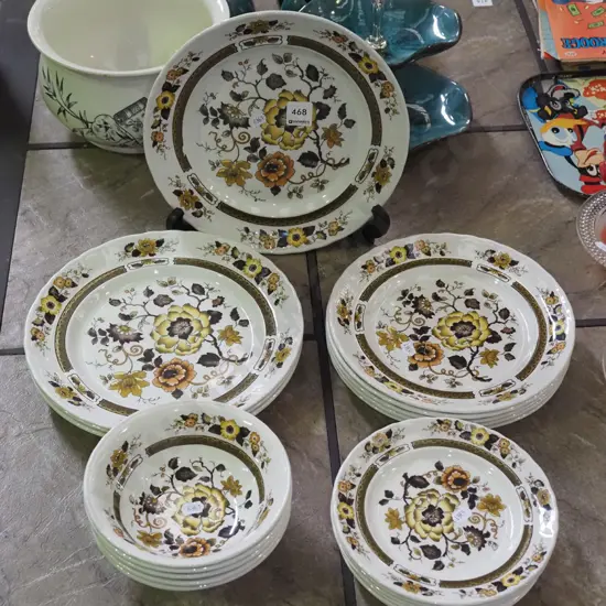 Bursley Windermere plates and bowls - some chips
