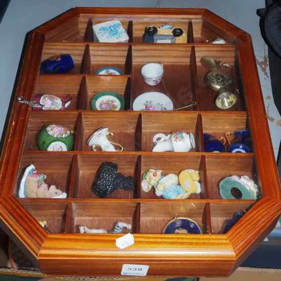 wall mounted display shelves, Limoges miniatures etc