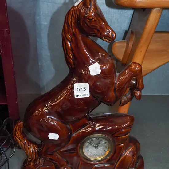 ceramic horse themed mantle clock H-350