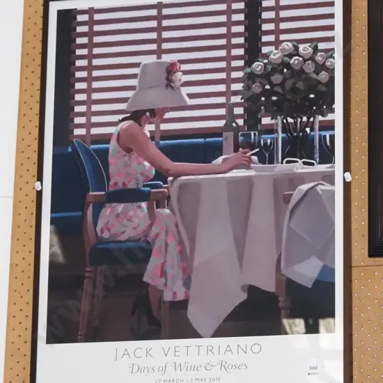 framed Jack Vettriano poster print - Days of Wine and Roses Exhibition print - woman at table H-750 W-560