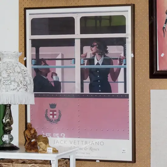 framed Jack Vettriano poster print - Days of Wine and Roses Exhibition print - woman on train H-750 W-560