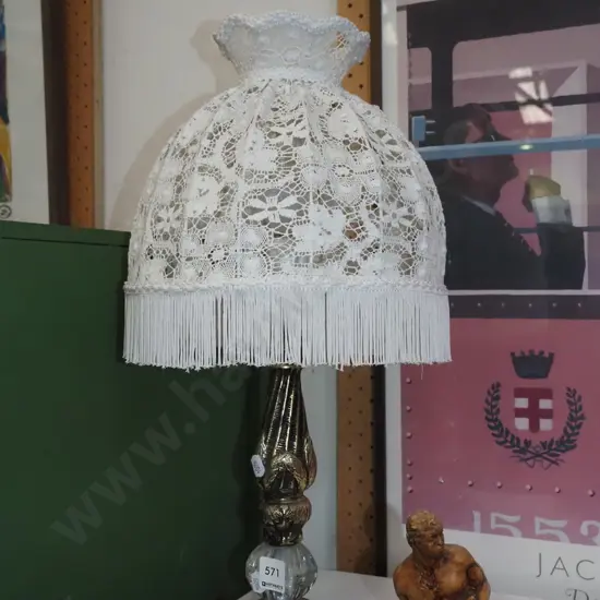 glass and brass based table lamp H-480