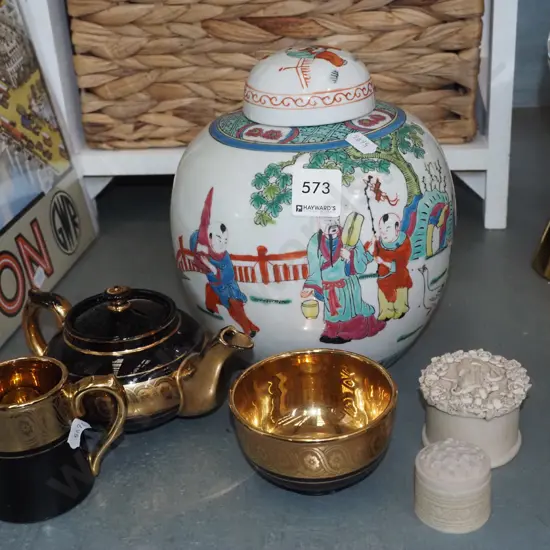 teapot, creamer, sugar, ginger jar - repair to lid, etc