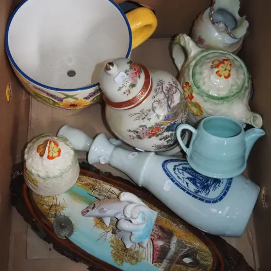 box; tea cup planter, teapots, ginger jar etc