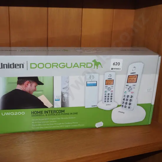 cased Uniden door bell and cordless phone set