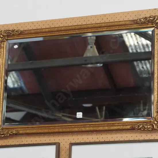 gilt framed bevelled edge wall mirror