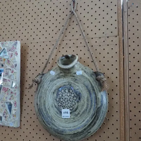 studio pottery wall mounted flask