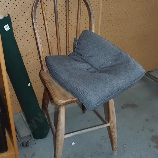 bentwood dining chair with oversized grey cushion