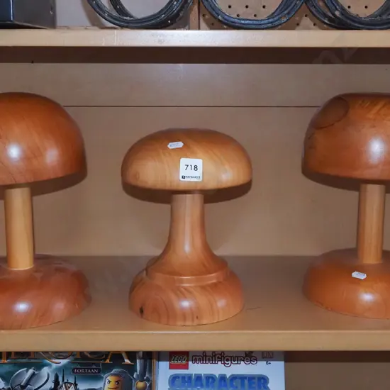 3x wooden hat blocks