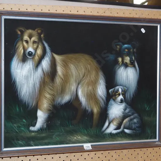 acrylic on velvet - dogs H-410 W-500