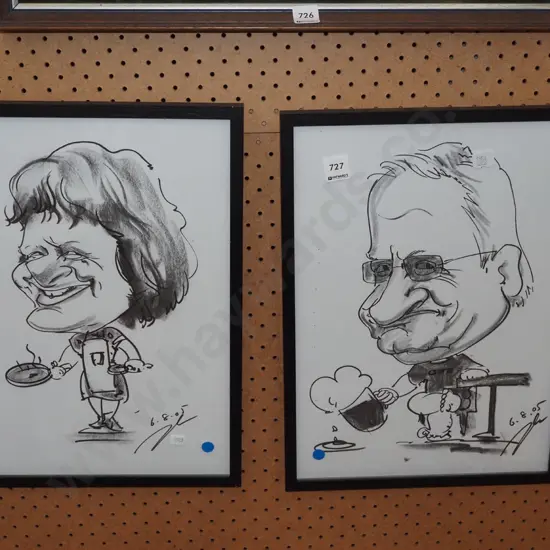 2x framed cartoon prints- blue dots