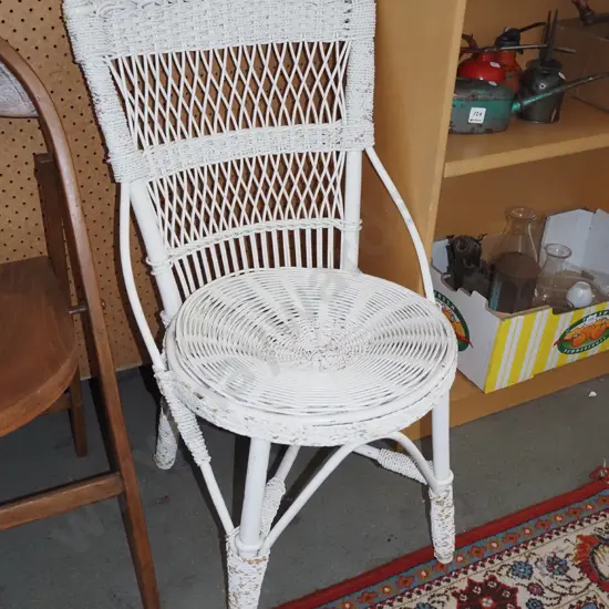 white cane patio chair